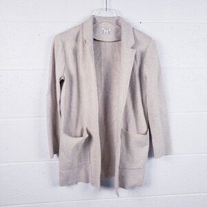 J. Crew Sweater Blazer Open Front Pockets‎ 100% Cotton Oatmeal Beige Size XS